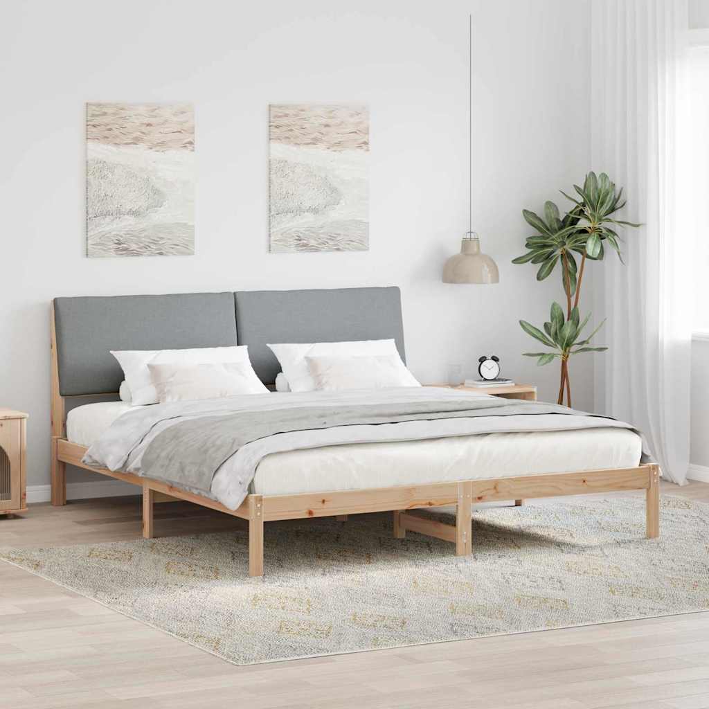 Sängram Brun och ljusgrå 180 x 200 cm Massiv furu