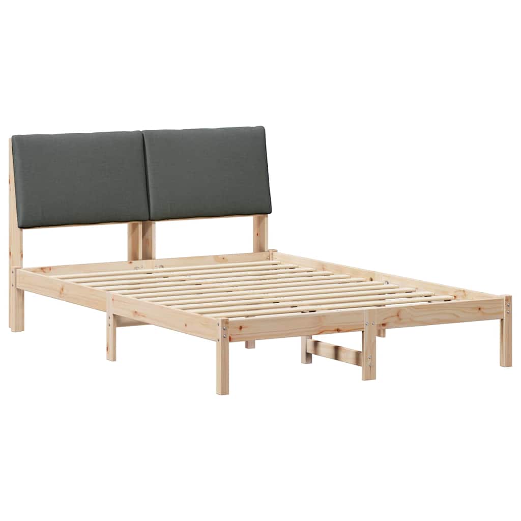 Sängram brun och mörkgrå 160 x 200 cm Massiv furu