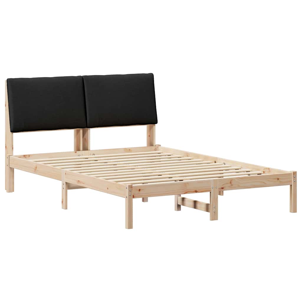 Sängram med huvudgavel Brun och svart 150 x 200 cm Massiv furu