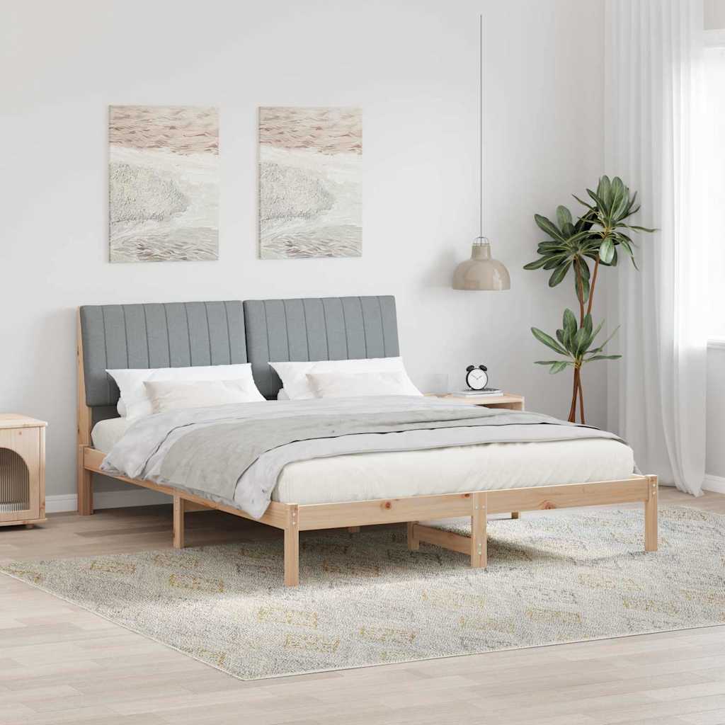 Sängram med huvudgavel Brun 160 x 200 cm Massiv furu