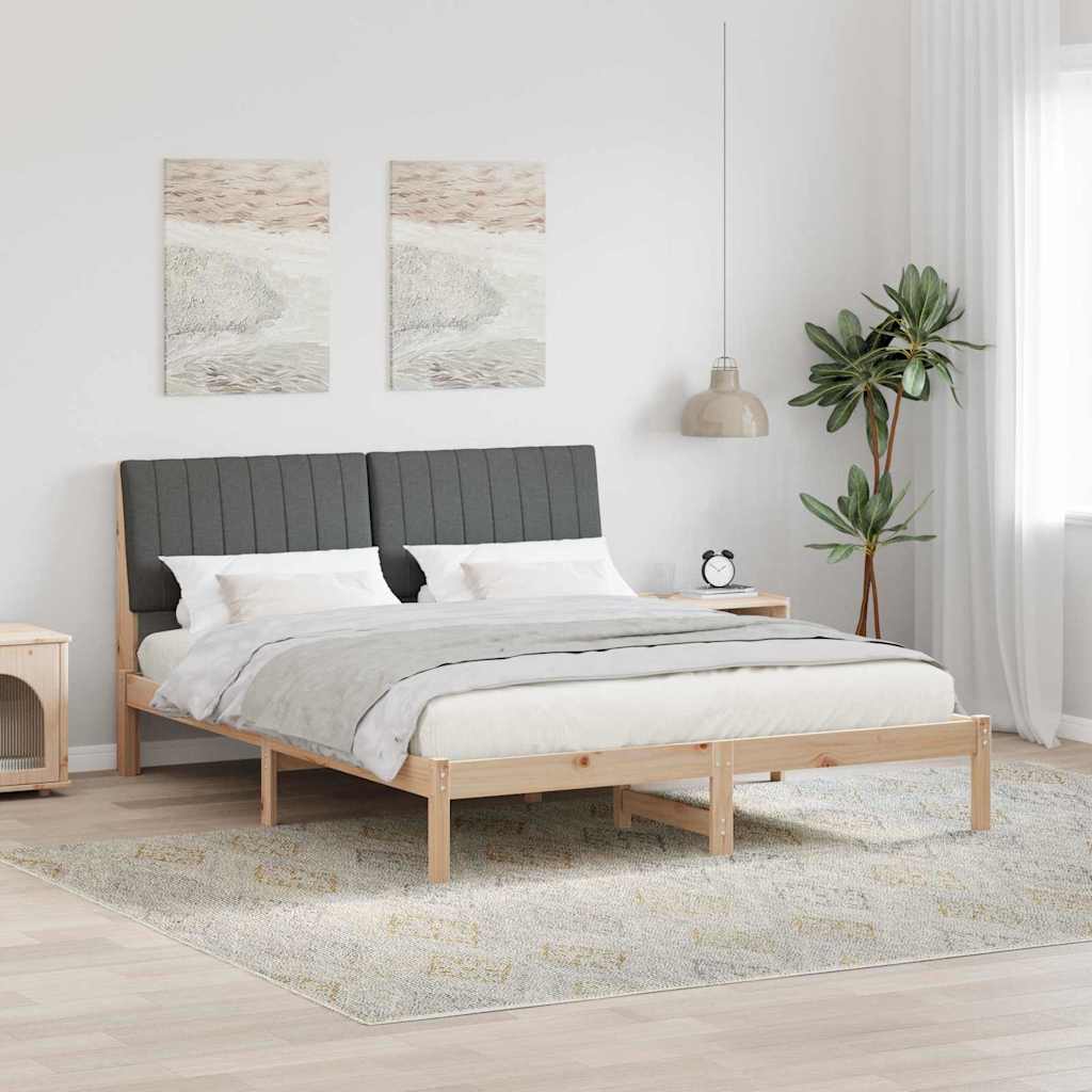 Sängram med huvudgavel Brun 150 x 200 cm Massiv furu