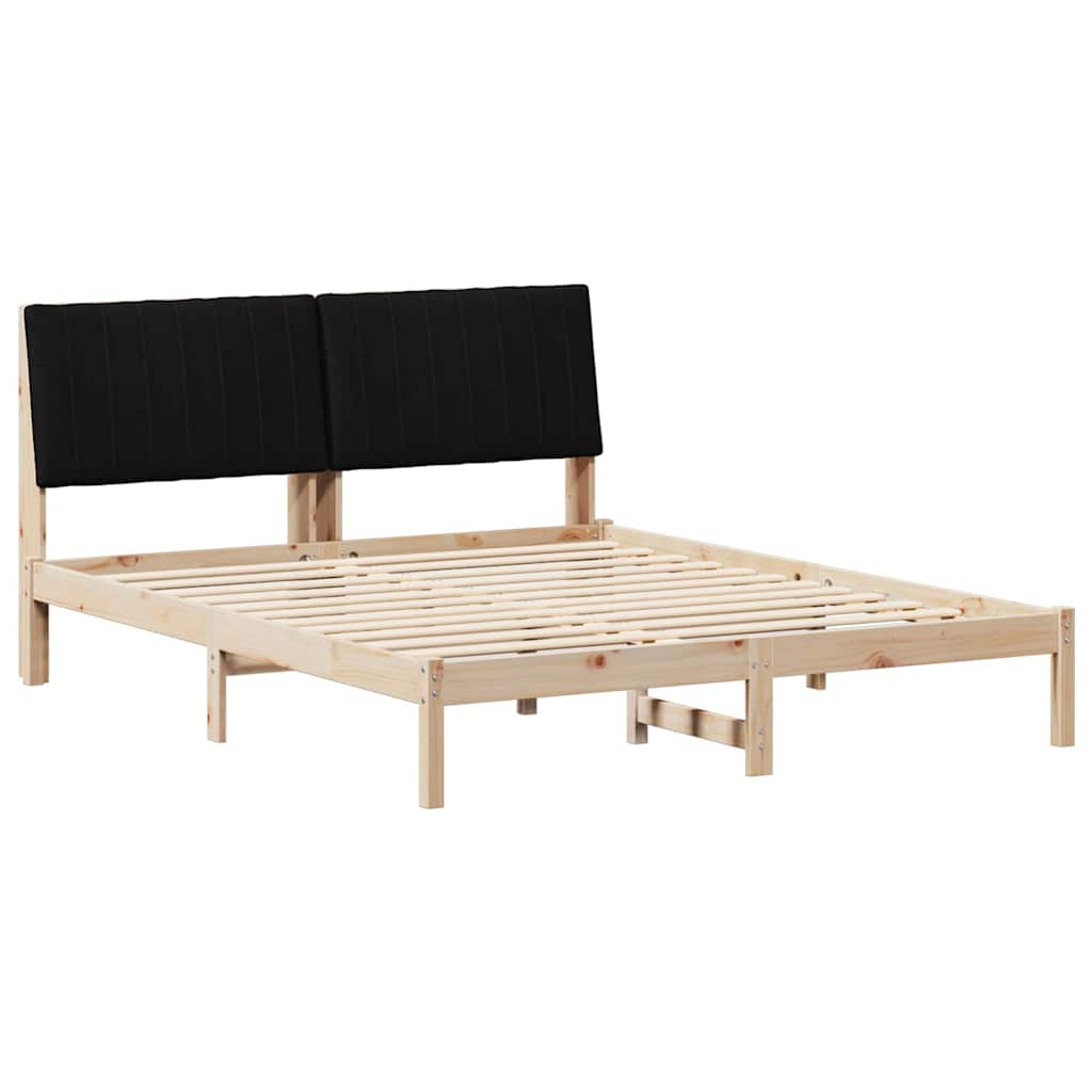 Sängram med huvudgavel Brun 150 x 200 cm Massiv furu