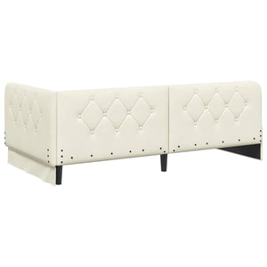 Hörn Sängram med madrass Kräm 100 x 200 cm Sammet