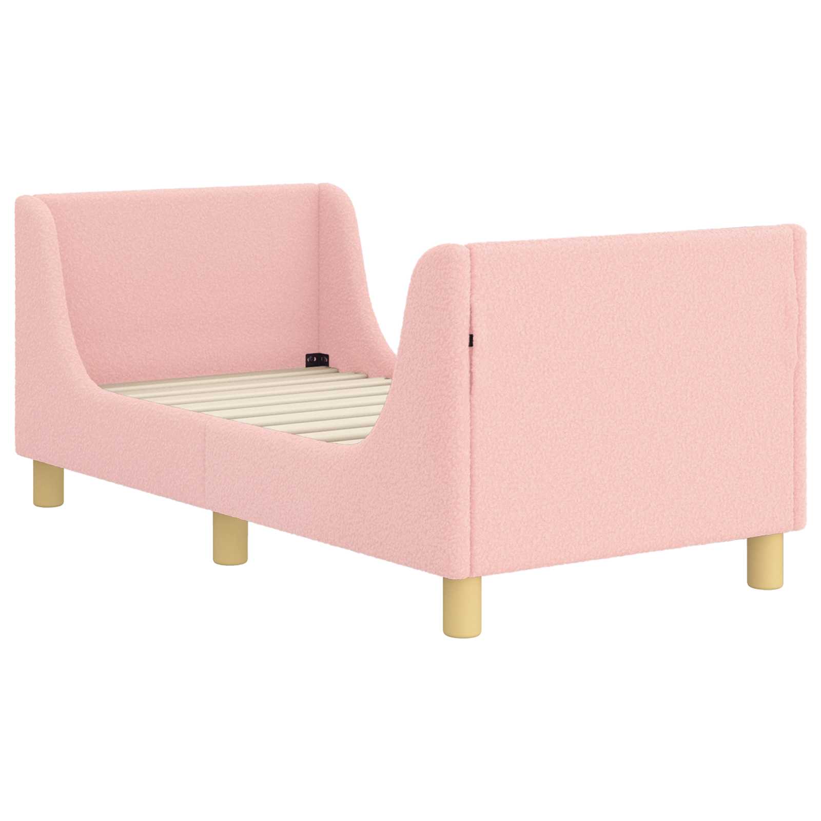 Sängram för småbarn med huvudgavel Rosa 70 x 140 cm Bouclé