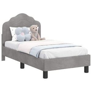 Sängram för småbarn med huvudgavel Ljusgrå 70 x 140 cm Sammet