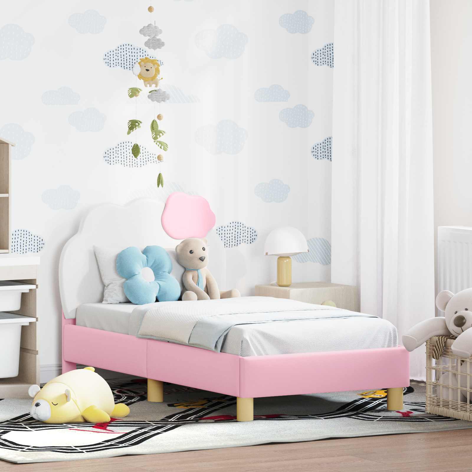 Sängram för småbarn med huvudgavel Rosa 70 x 140 cm PU