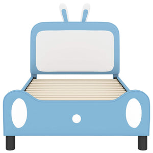 Barnsängram med sänggavel med huvudgavel Blå 80 x 200 cm PU