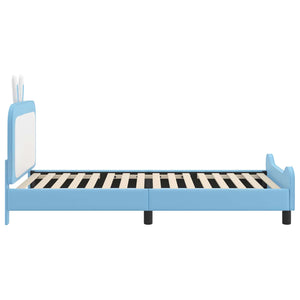 Barnsängram med sänggavel med huvudgavel Blå 80 x 200 cm PU