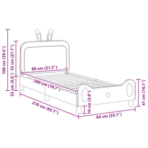 Barnsängram med sänggavel med huvudgavel Blå 80 x 200 cm PU