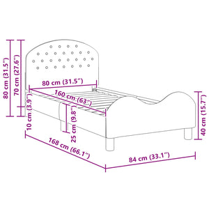 Barnsängram med sänggavel Polisblå 80 x 160 cm Sammet