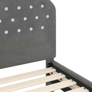 Barnsängram med sänggavel Mörkgrå 90 x 190 cm Sammet