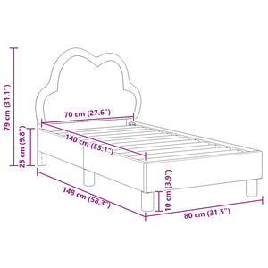 Sängram för småbarn med huvudgavel Ljusgrå 70 x 140 cm PU