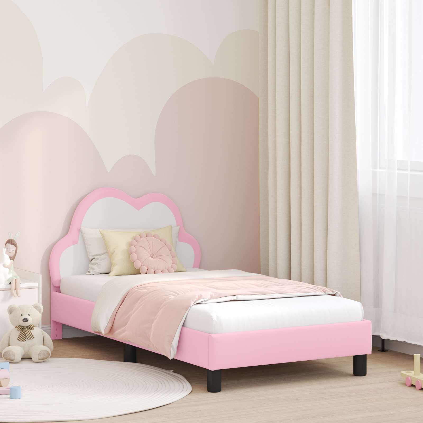 Barnsängram med sänggavel Rosa 80 x 160 cm PU