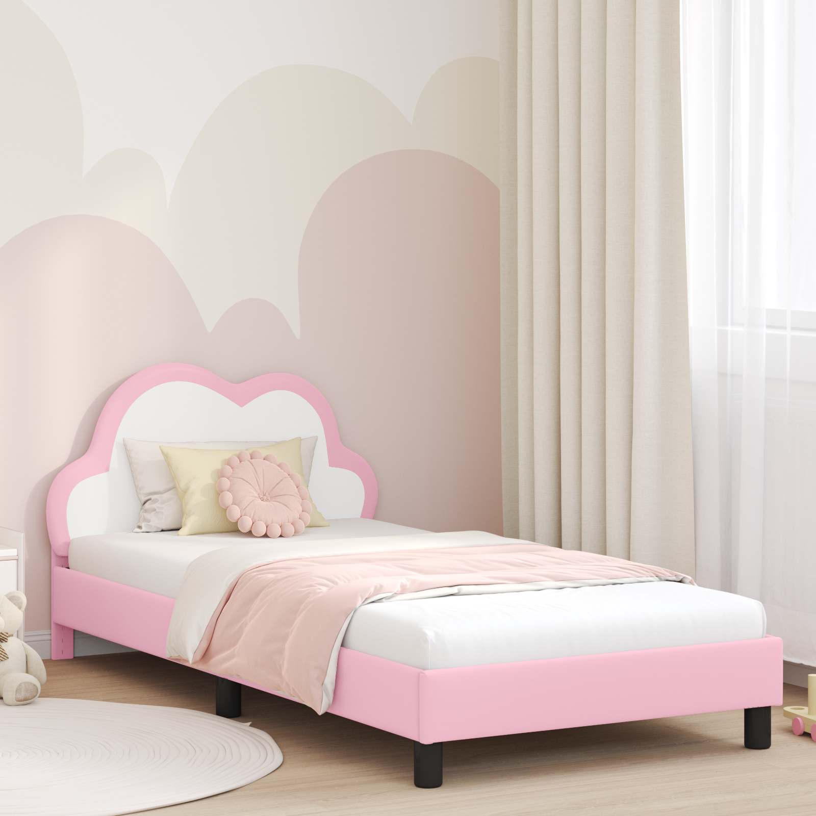 Barnsängram med sänggavel Rosa 90 x 200 cm PU