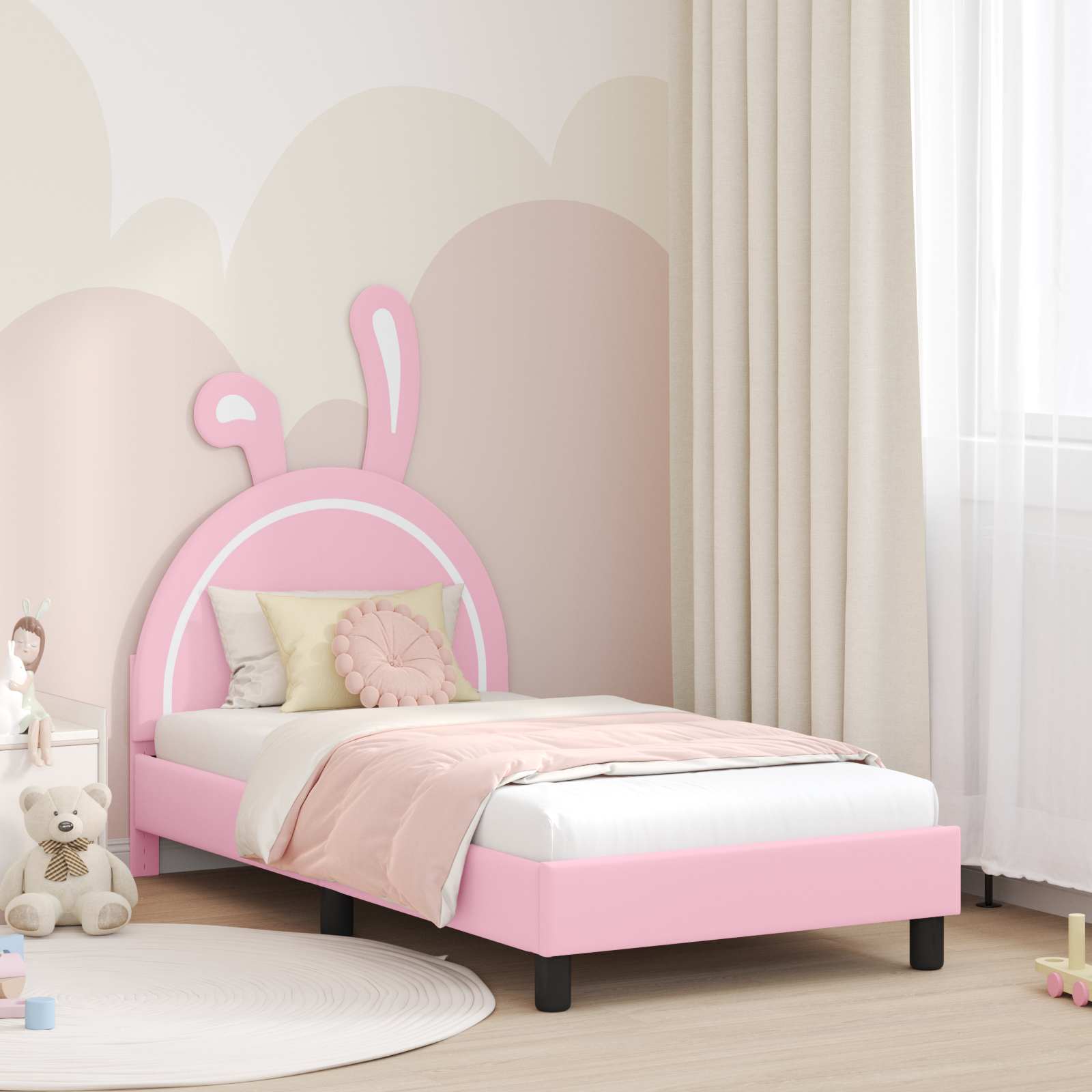 Barnsängram med sänggavel Rosa 80 x 160 cm PU