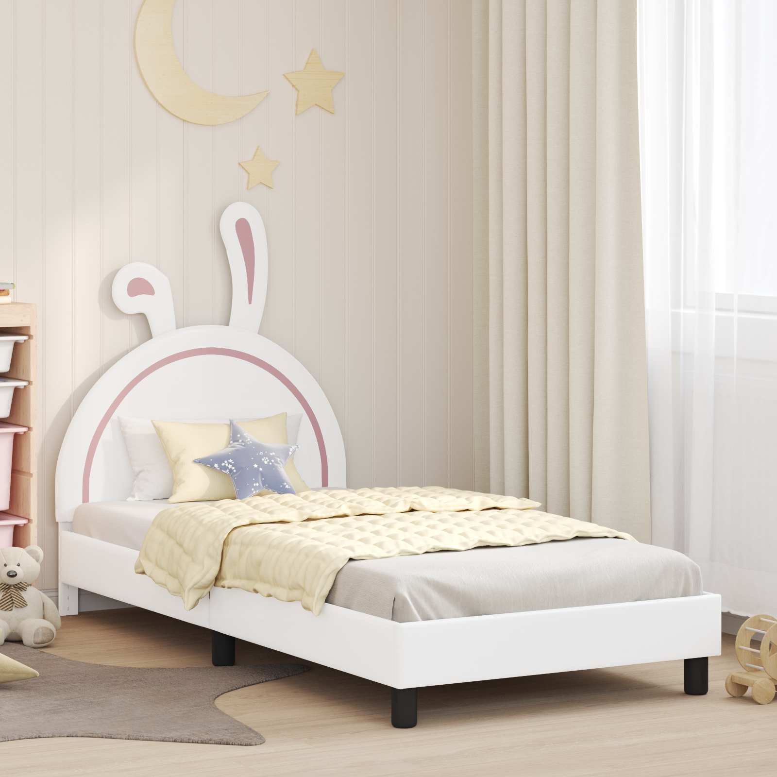 Barnsängram med sänggavel Vit 80 x 200 cm PU