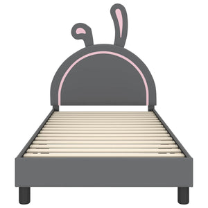 Barnsängram med sänggavel med huvudgavel Ljusgrå 90 x 190 cm PU