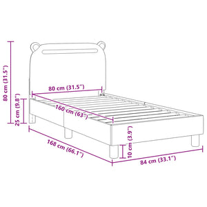 Barnsängram med sänggavel med huvudgavel Svart 80 x 160 cm tyg