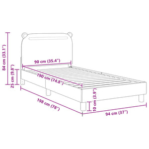 Barnsängram med sänggavel Ljusgrå 90 x 190 cm tyg