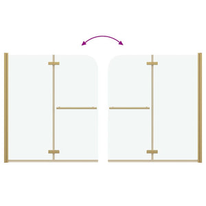 Duschavskärmning Guld 120 x 140 cm ESG-glas och aluminium