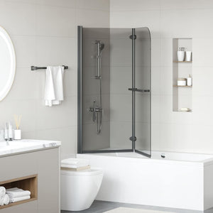 Duschavskärmning Svart 95 x 140 cm ESG-glas och aluminium