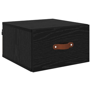 Väggmonterad sänggavel Svart Ek 35 x 35 x 20 cm Konstruerat trä