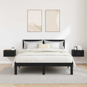 Nattduksbord 2 pcs Svart Ek 35 x 35 x 20 cm Konstruerat trä