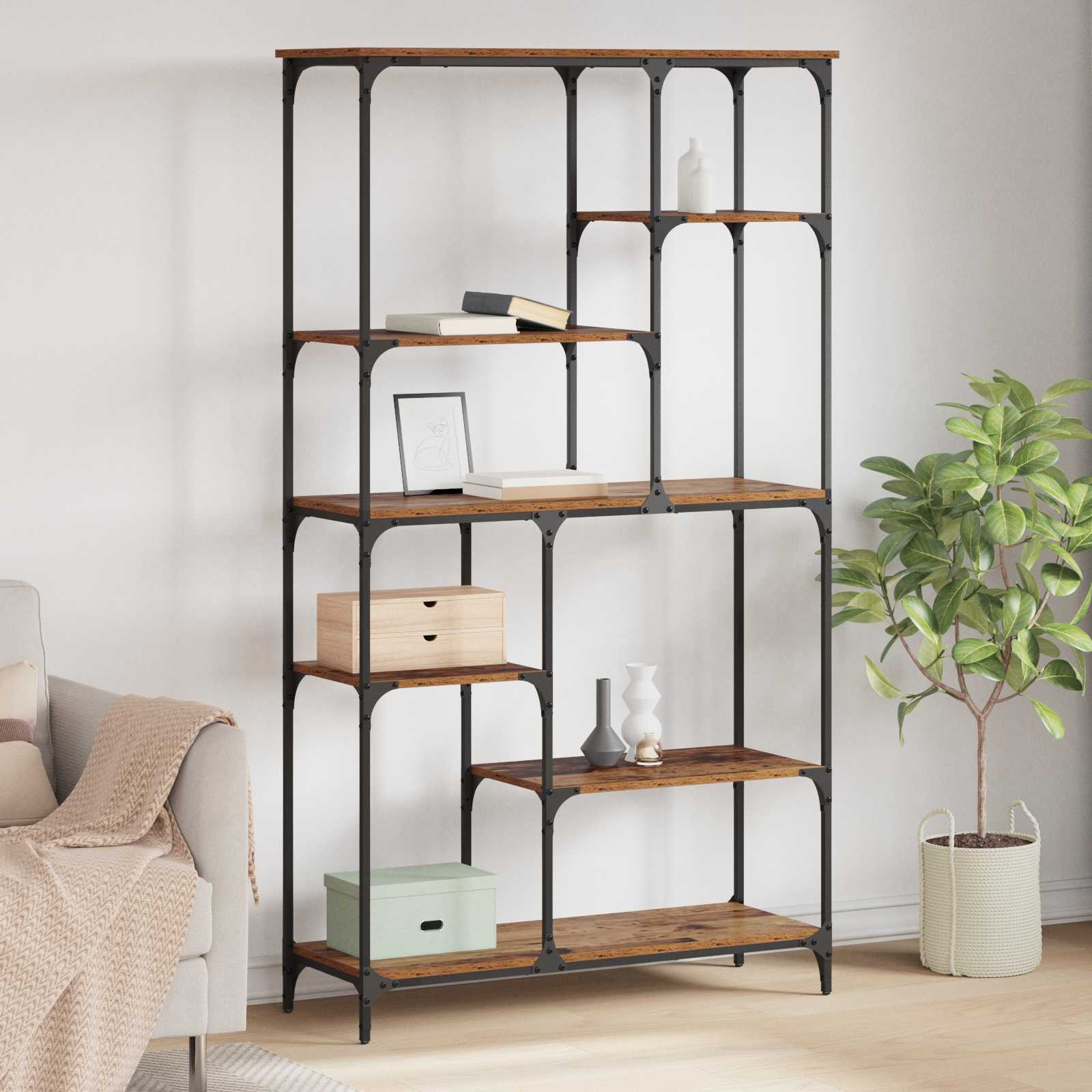 Hyllsystem 5 nivåer 99 x 35,5 x 176 cm Konstruerat trä