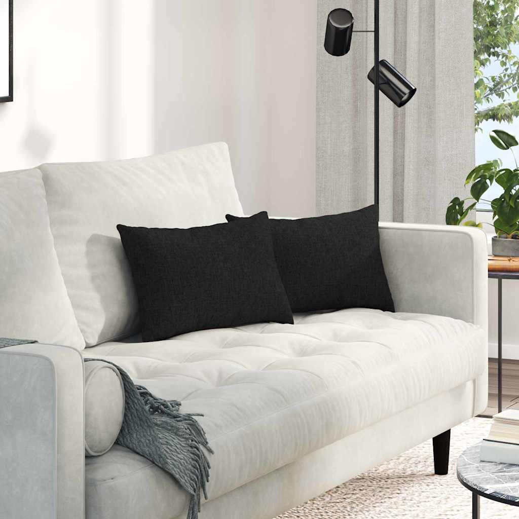 Sofakuddar 2 st tyg Svart 50 x 30 cm