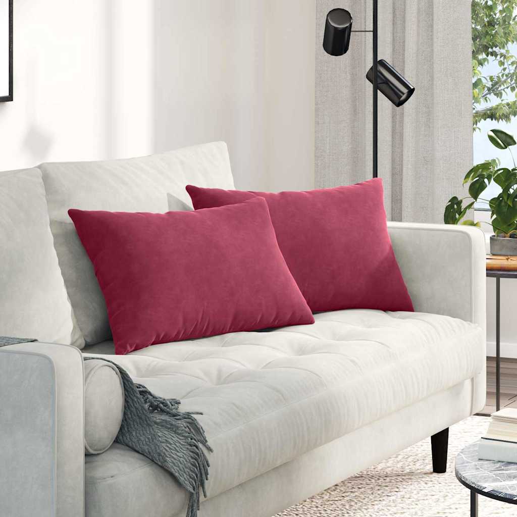 Sofakuddar 2 pcs Vinröd 60 x 40 cm Kordread tyg