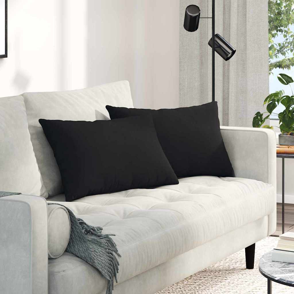 Sofakuddar 2 st tyg Svart 60 x 40 cm
