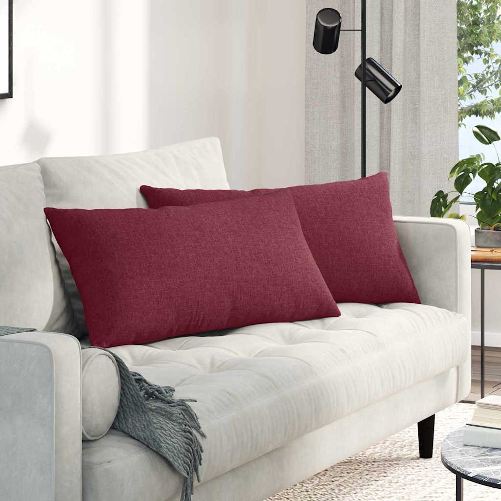 Sofakuddar 2 st tyg Vinröd 80 x 40 cm
