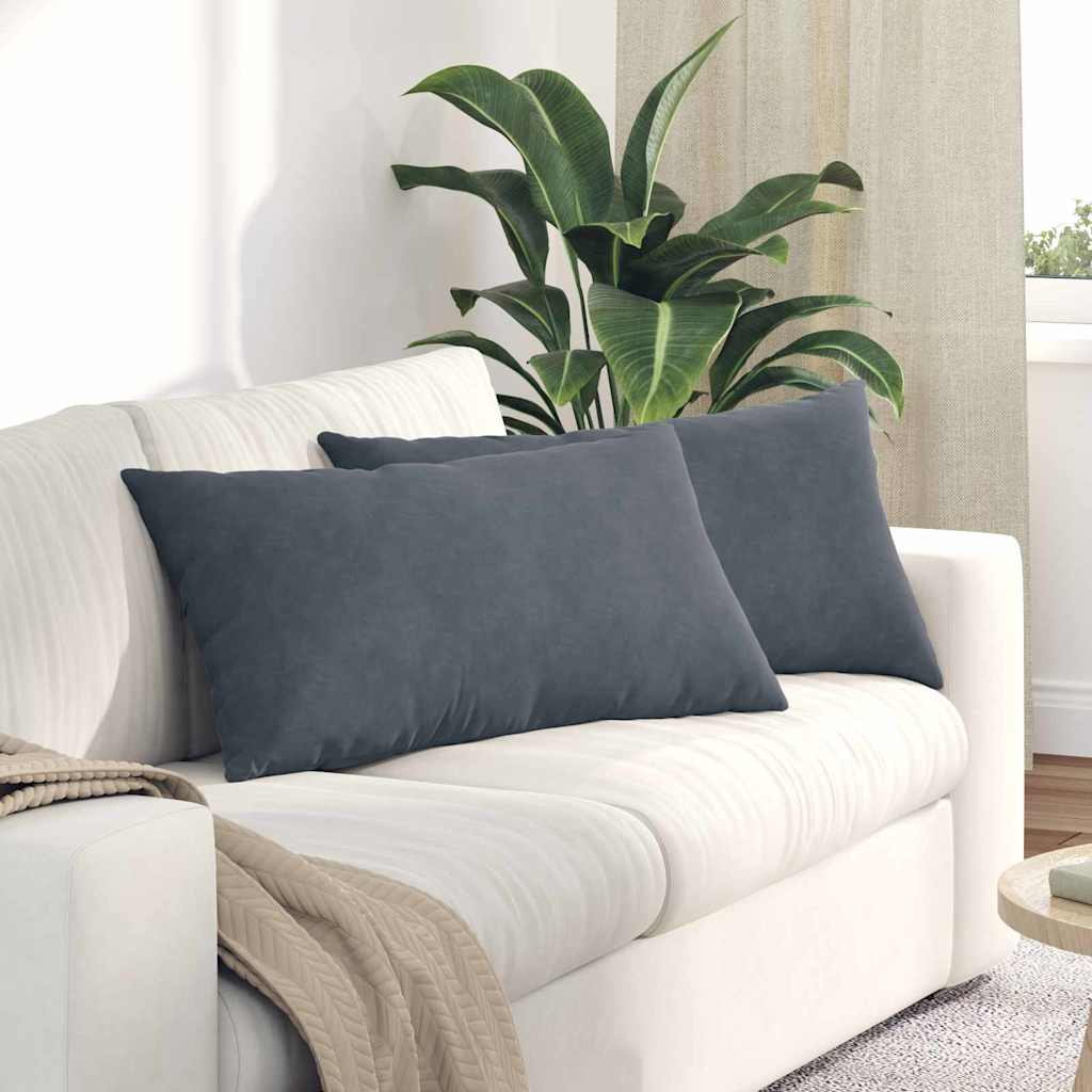 Sofakuddar 2 pcs Mörkgrå 80 x 40 cm Kordread tyg