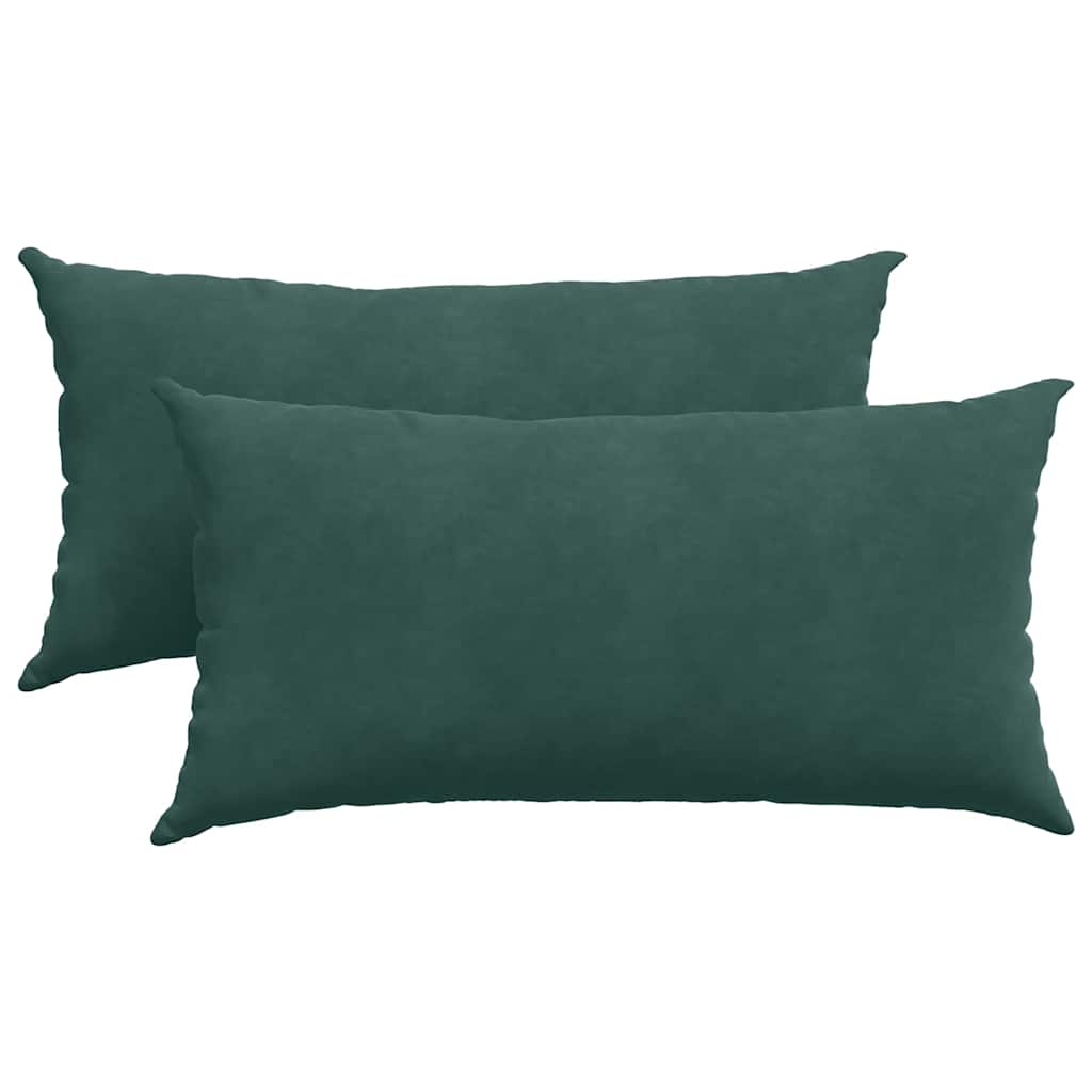 Sofakuddar 2 pcs Mörkgrön 80 x 40 cm Kordread tyg
