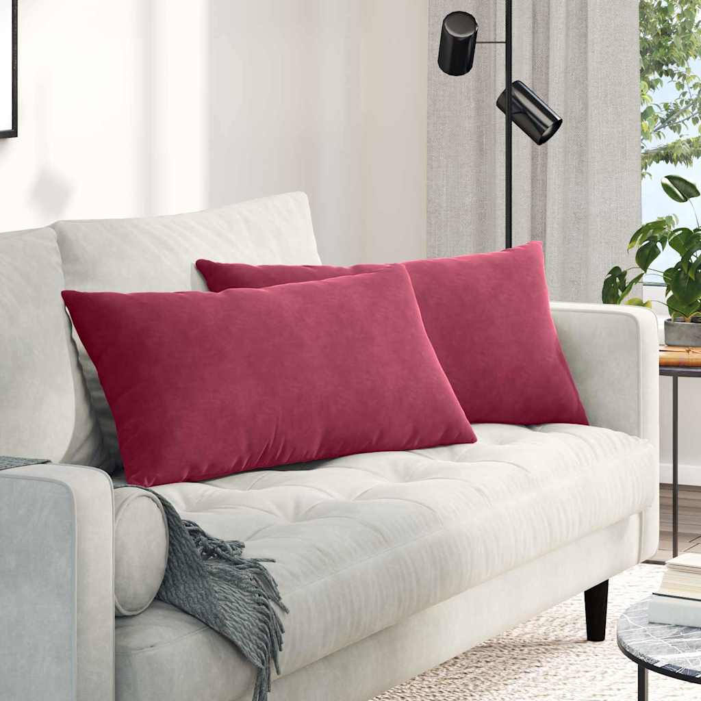 Sofakuddar 2 st Vinröd 80 x 40 cm Kordread tyg