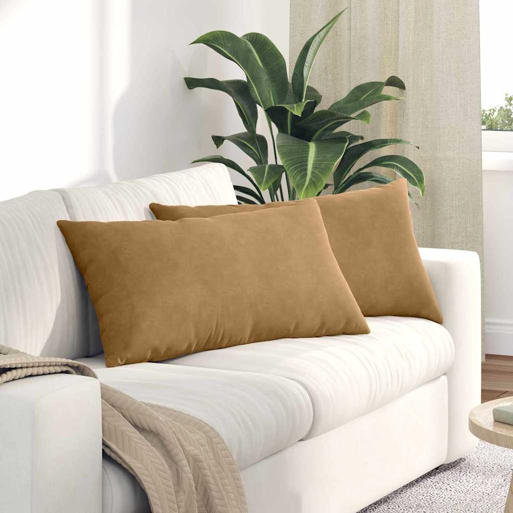 Sofakuddar 2 st Brun 80 x 40 cm Kordread tyg