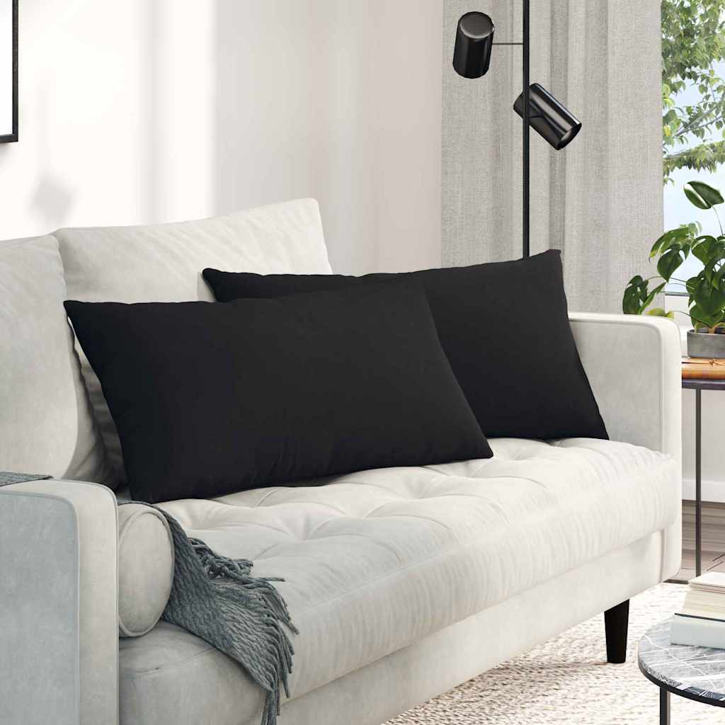 Sofakuddar 2 st tyg Svart 80 x 40 cm