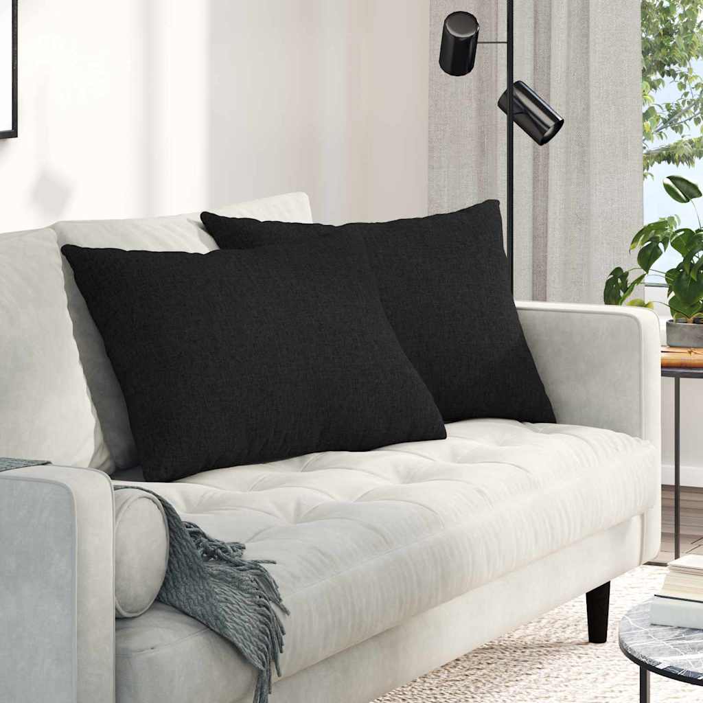 Sofakuddar 2 st tyg Svart 70 x 50 cm