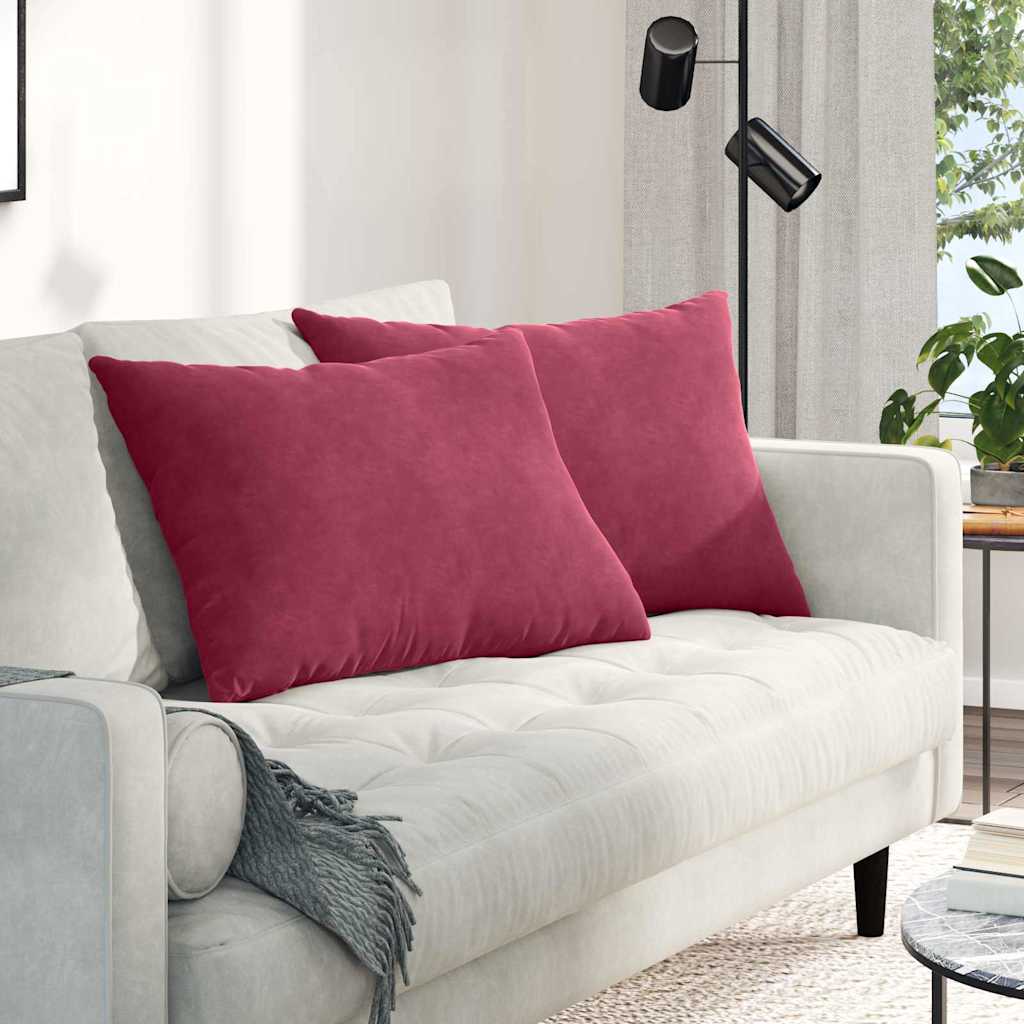 Sofakuddar 2 pcs Vinröd 70 x 50 cm Kordread tyg