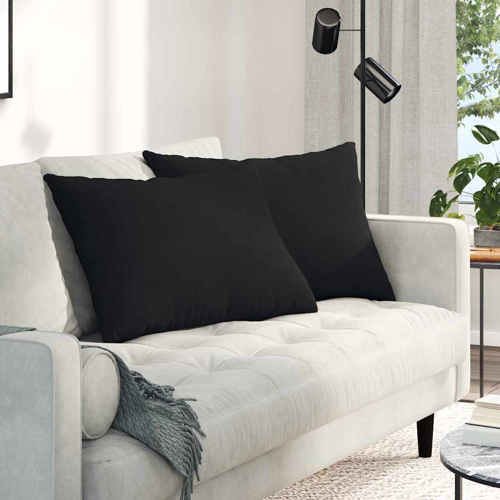 Sofakuddar 2 st tyg Svart 70 x 50 cm