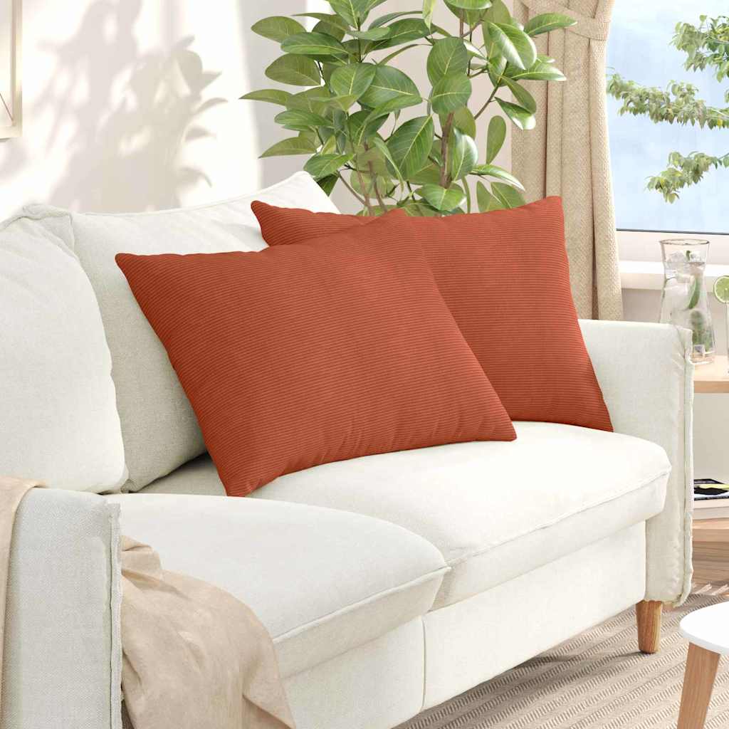 Sofakuddar 2 st Röd orange 70 x 50 cm Kordread tyg