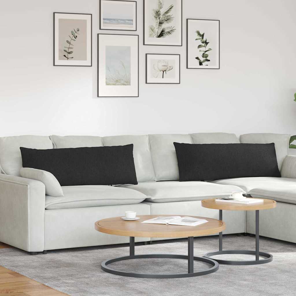 Sofakuddar 2 st tyg Svart 120 x 40 cm