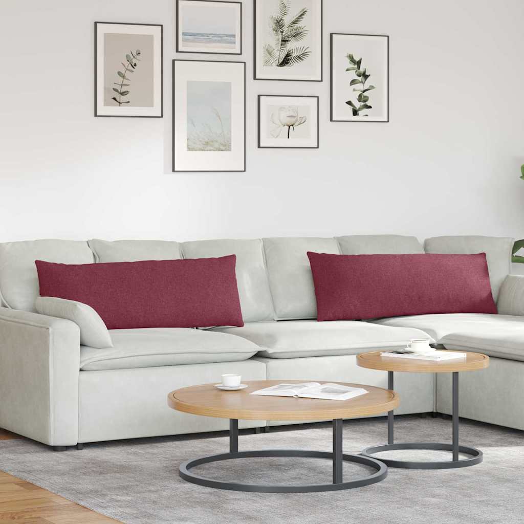 Sofakuddar 2 st tyg Vinröd 120 x 40 cm