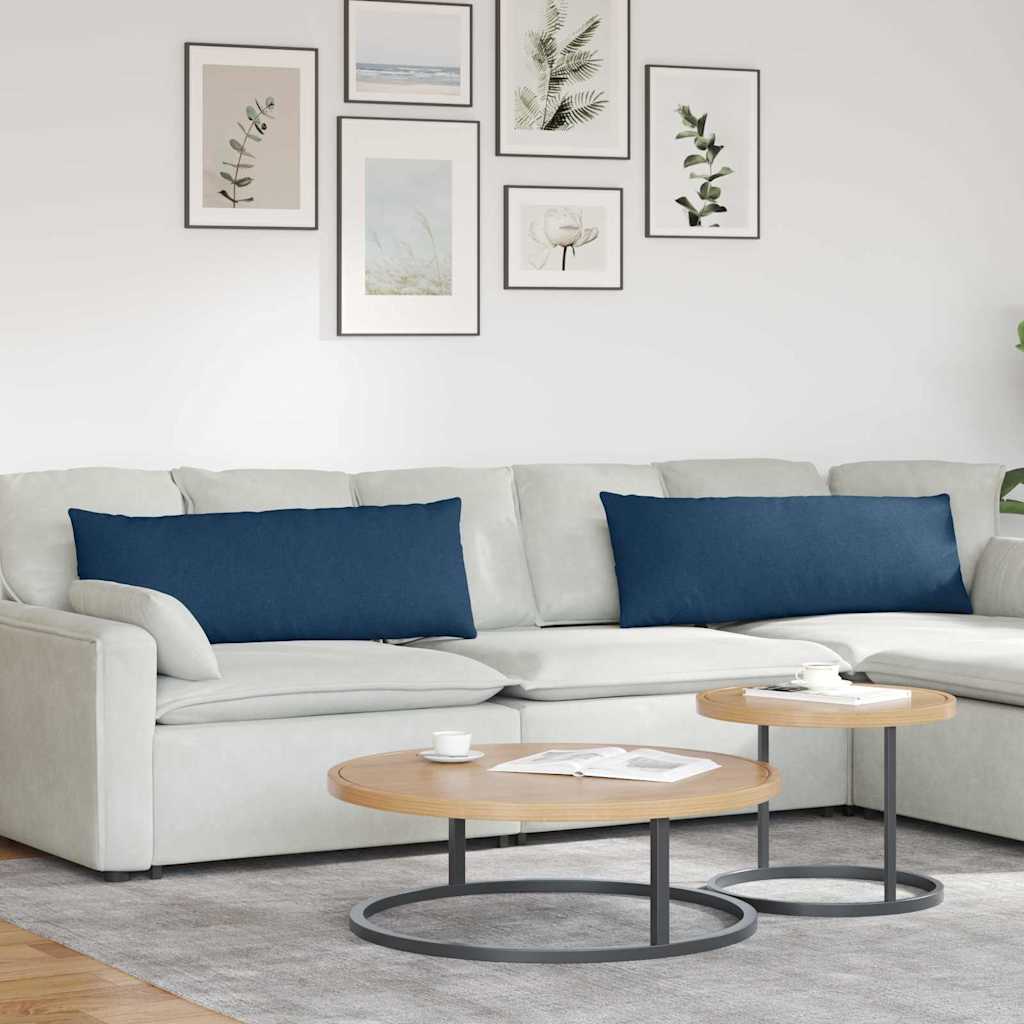 Sofakuddar 2 st tyg Blå 120 x 40 cm