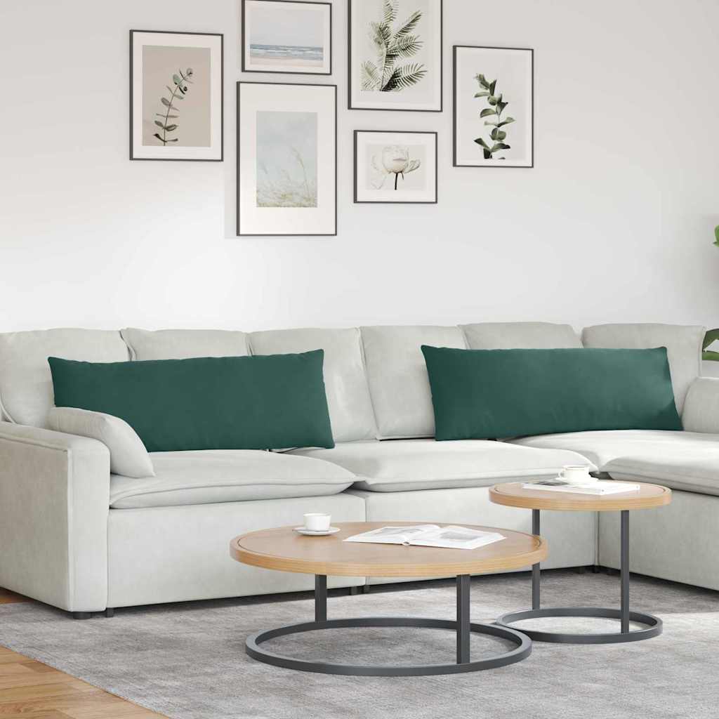 Sofakuddar 2 st Mörkgrön 120 x 40 cm Kordread tyg