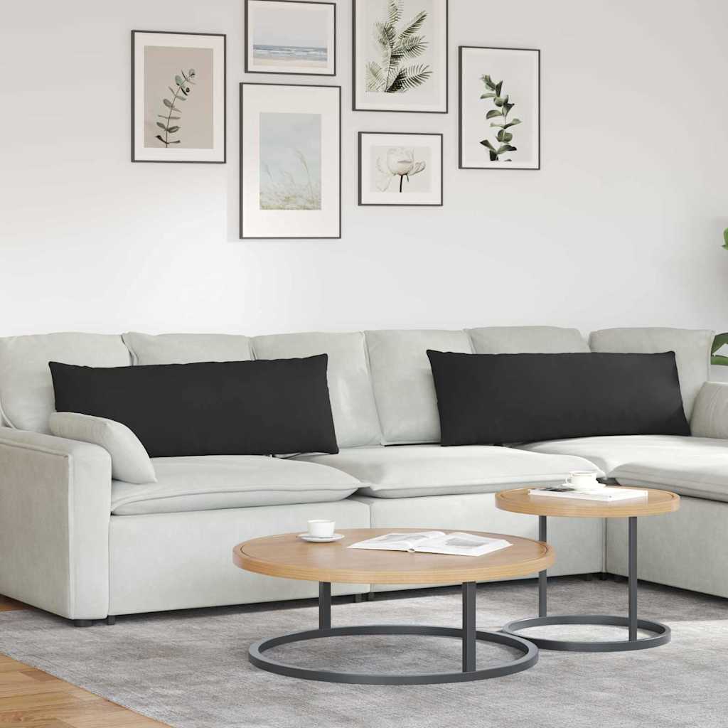 Sofakuddar 2 st tyg Svart 120 x 40 cm