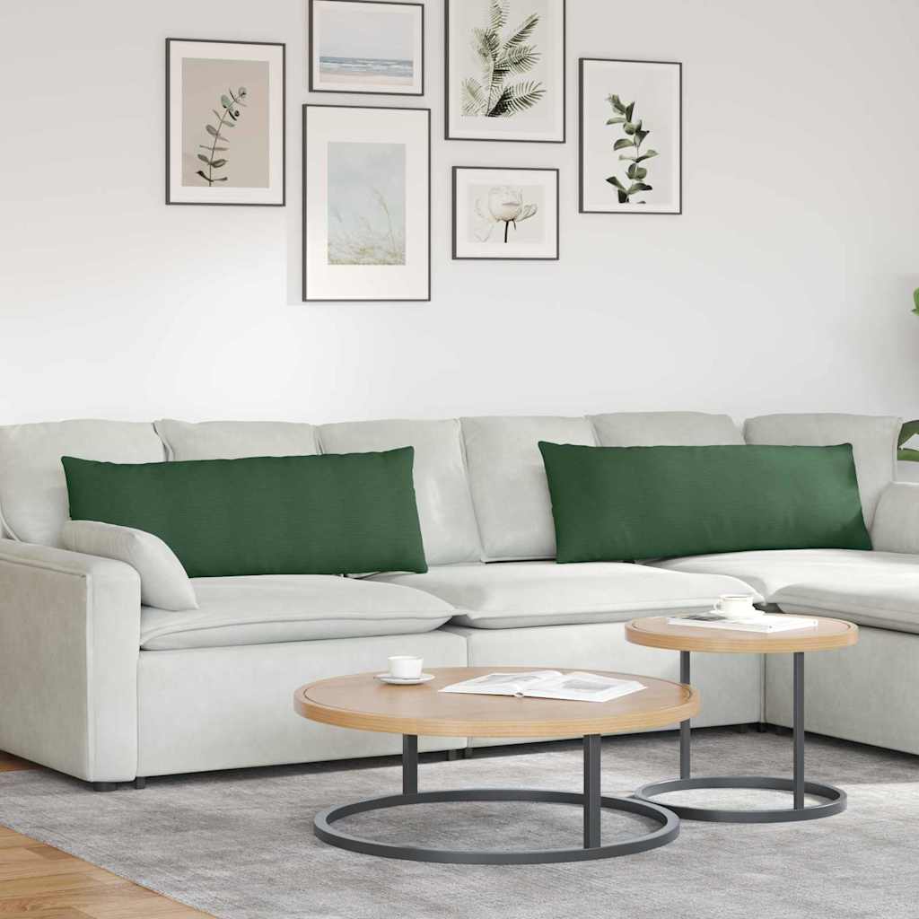 Sofakuddar 2 st Mörkgrön 120 x 40 cm Kordread tyg