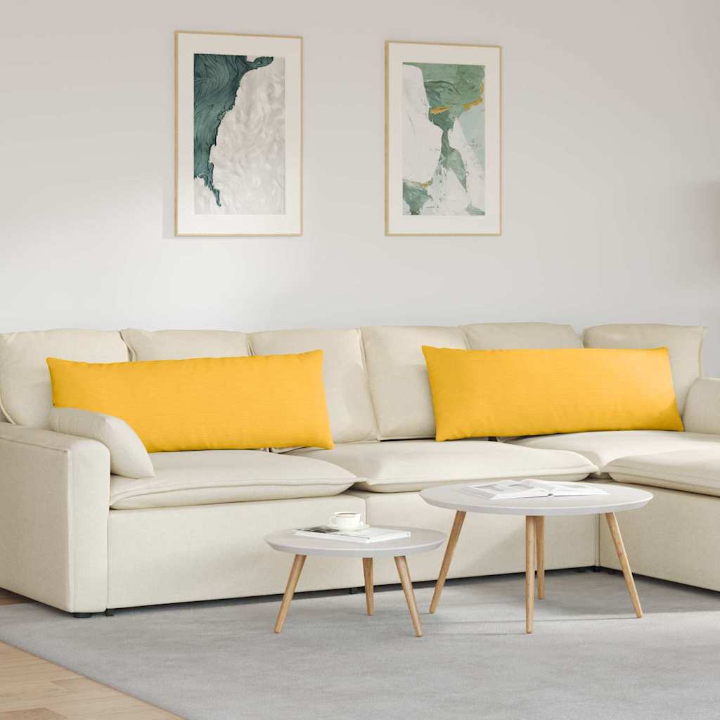 Sofakuddar 2 st Ljusgul 120 x 40 cm Kordread tyg