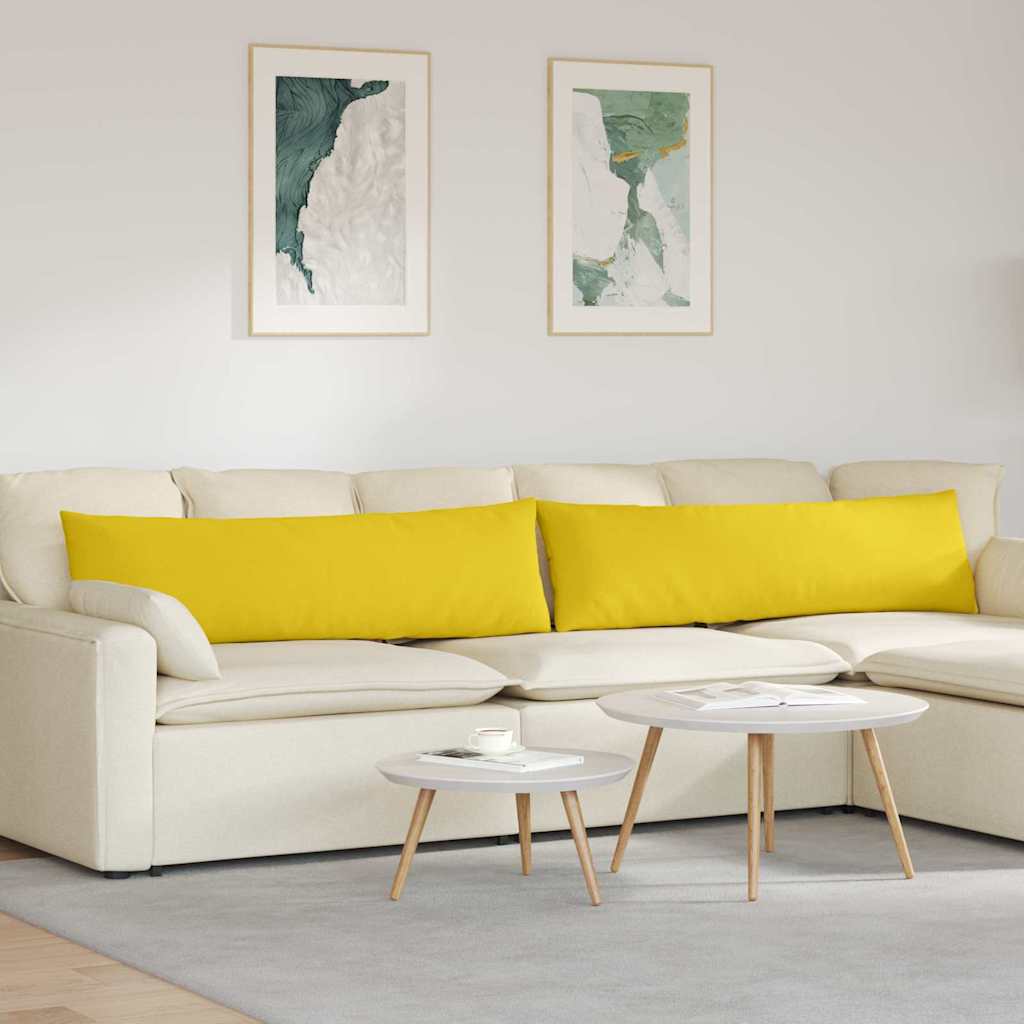 Sofakuddar 2 st tyg Ljusgul 145 x 40 cm