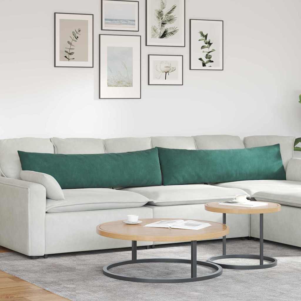 Sofakuddar 2 st Mörkgrön 145 x 40 cm Kordread tyg